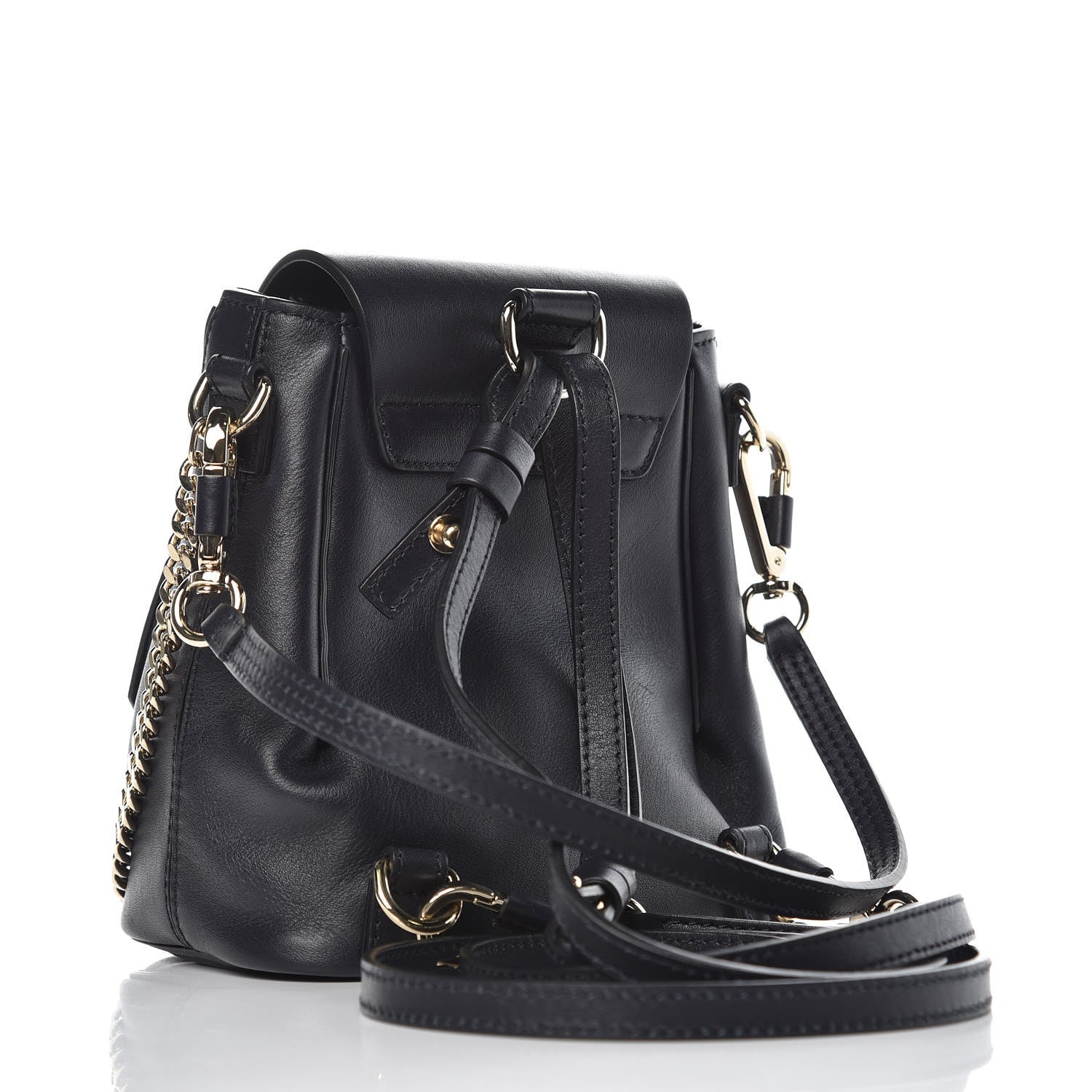 Chloe Calfskin Quilted Mini Faye Backpack Full Blue 3 of 7