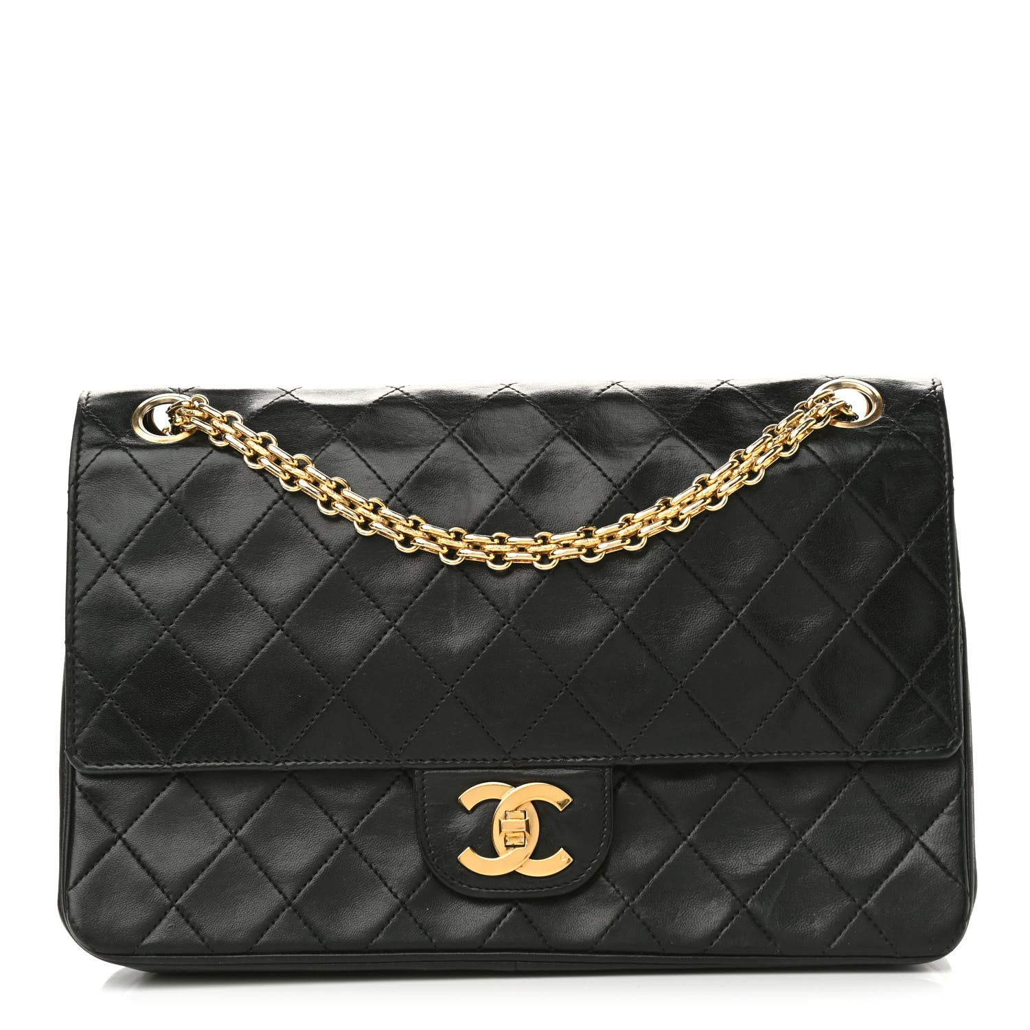 Chanel Lambskin Quilted Medium Double Flap Bijoux Chain Black 1 of 10