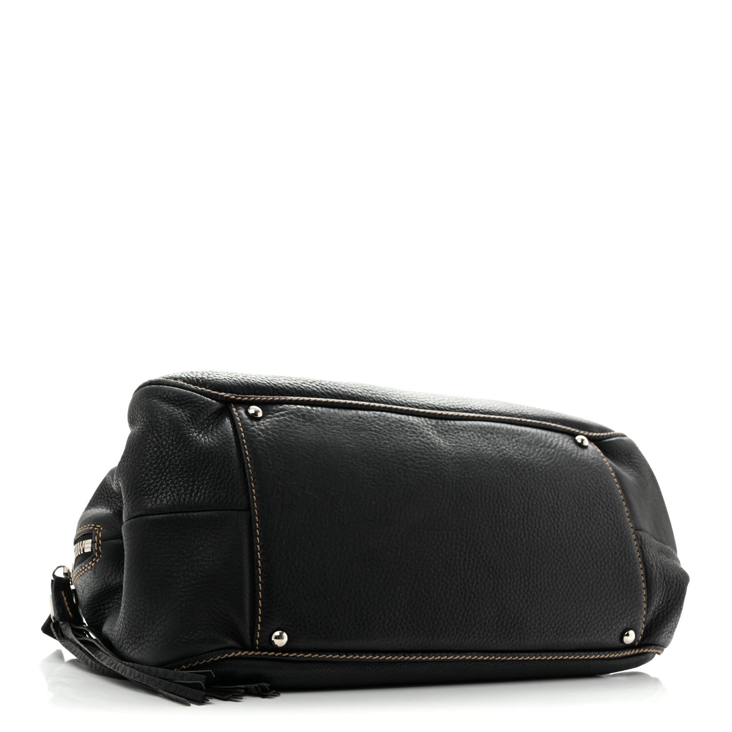 Calfskin Large Tassel Bowler Black
