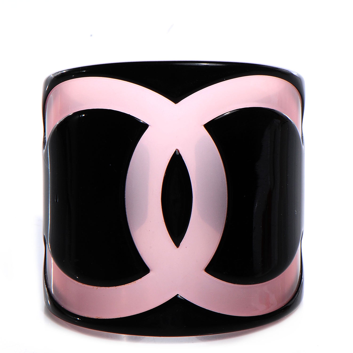 Chanel Resin CC Cuff Black Pink 1 of 5