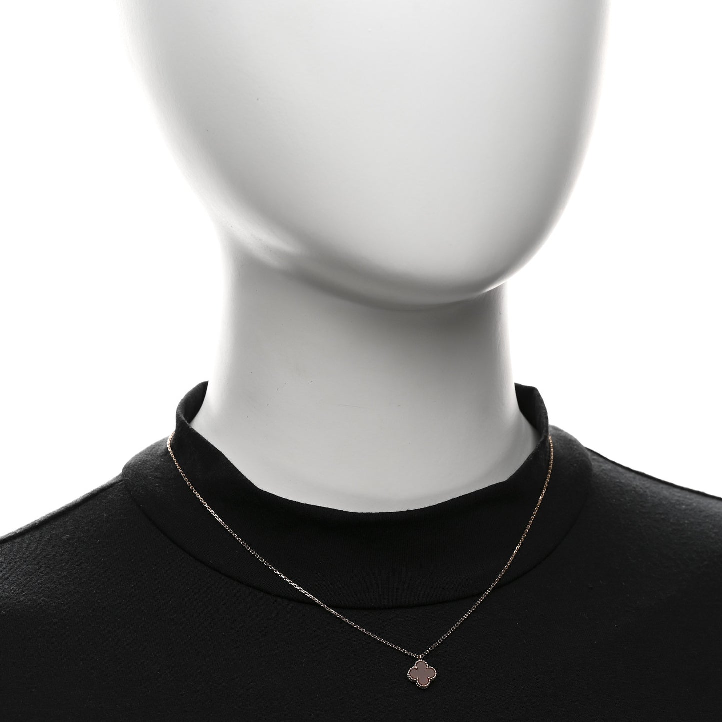 18K Rose Gold Carnelian Sweet Alhambra Pendant Necklace
