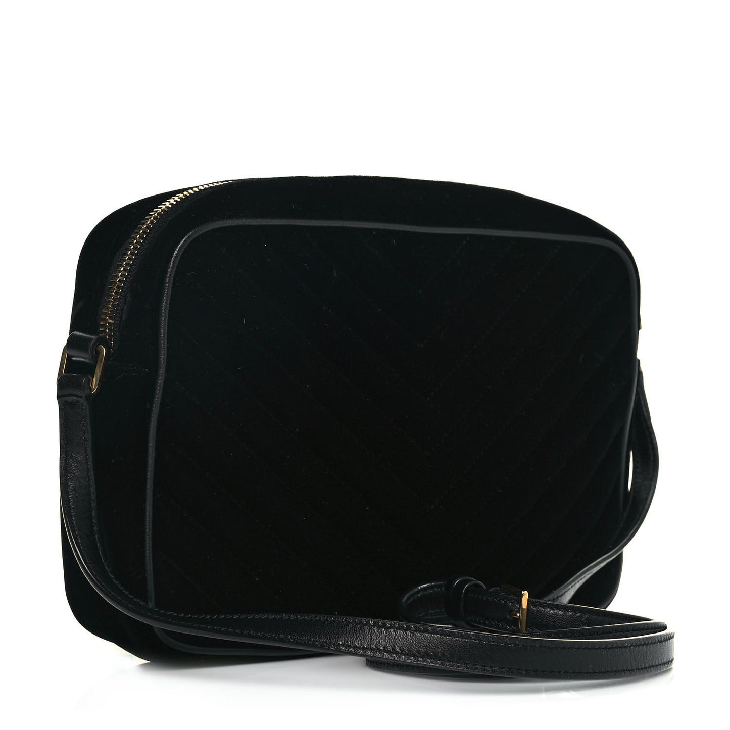Velvet Matelasse Monogram Lou Camera Bag Black