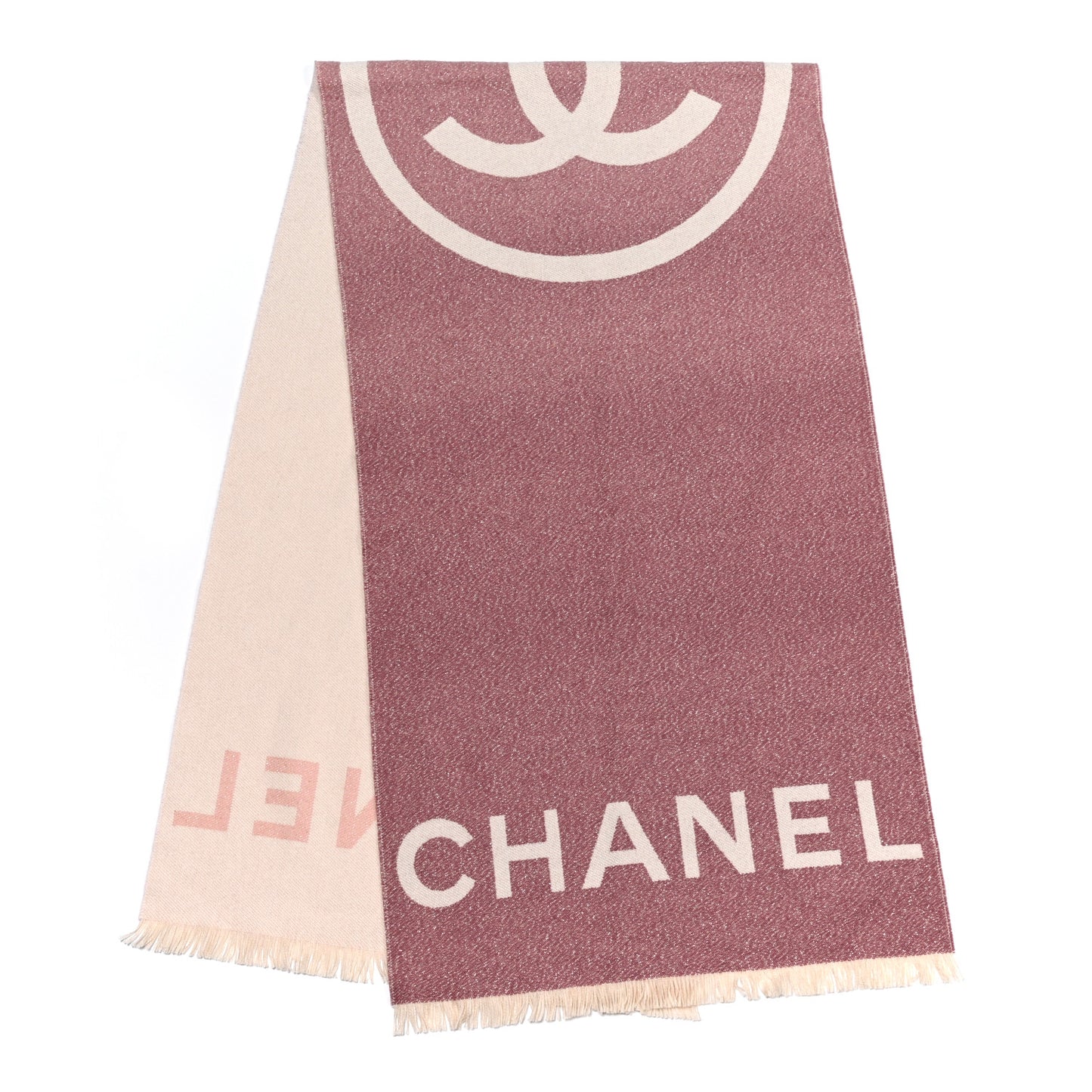 Cashmere CC Fringe Stole Pink