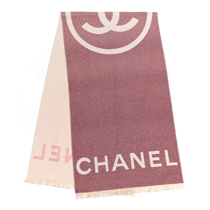 Chanel Cashmere CC Fringe Stole Pink 2 of 4