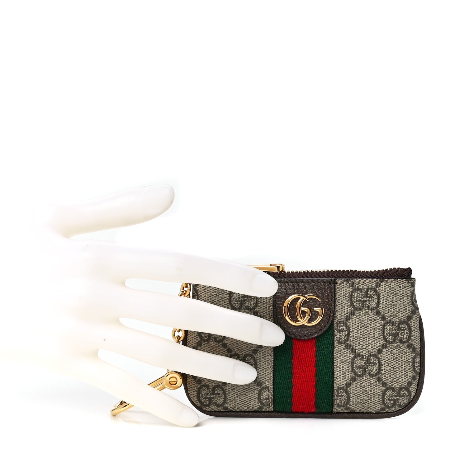 GG Supreme Monogram Web Ophidia Key Case Beige New Acero