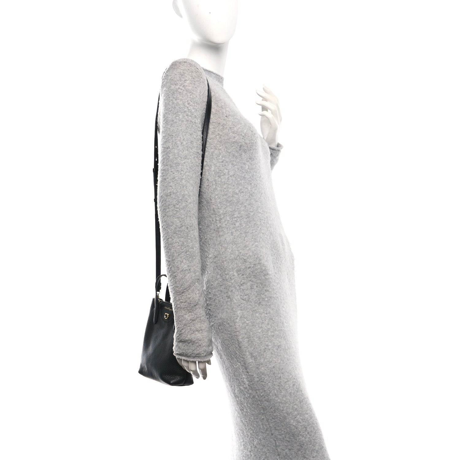 Salvatore Ferragamo Tumbled Calfskin Gancini Mini Bag Black 2 of 9