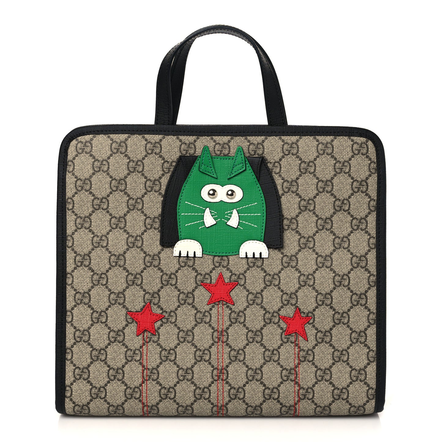 GG Supreme Monogram Cat Childrens Tote Black