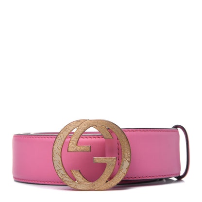 Gucci Moon Calfskin Interlocking G 37mm Belt 110 44 Glossy Pink 1 of 8