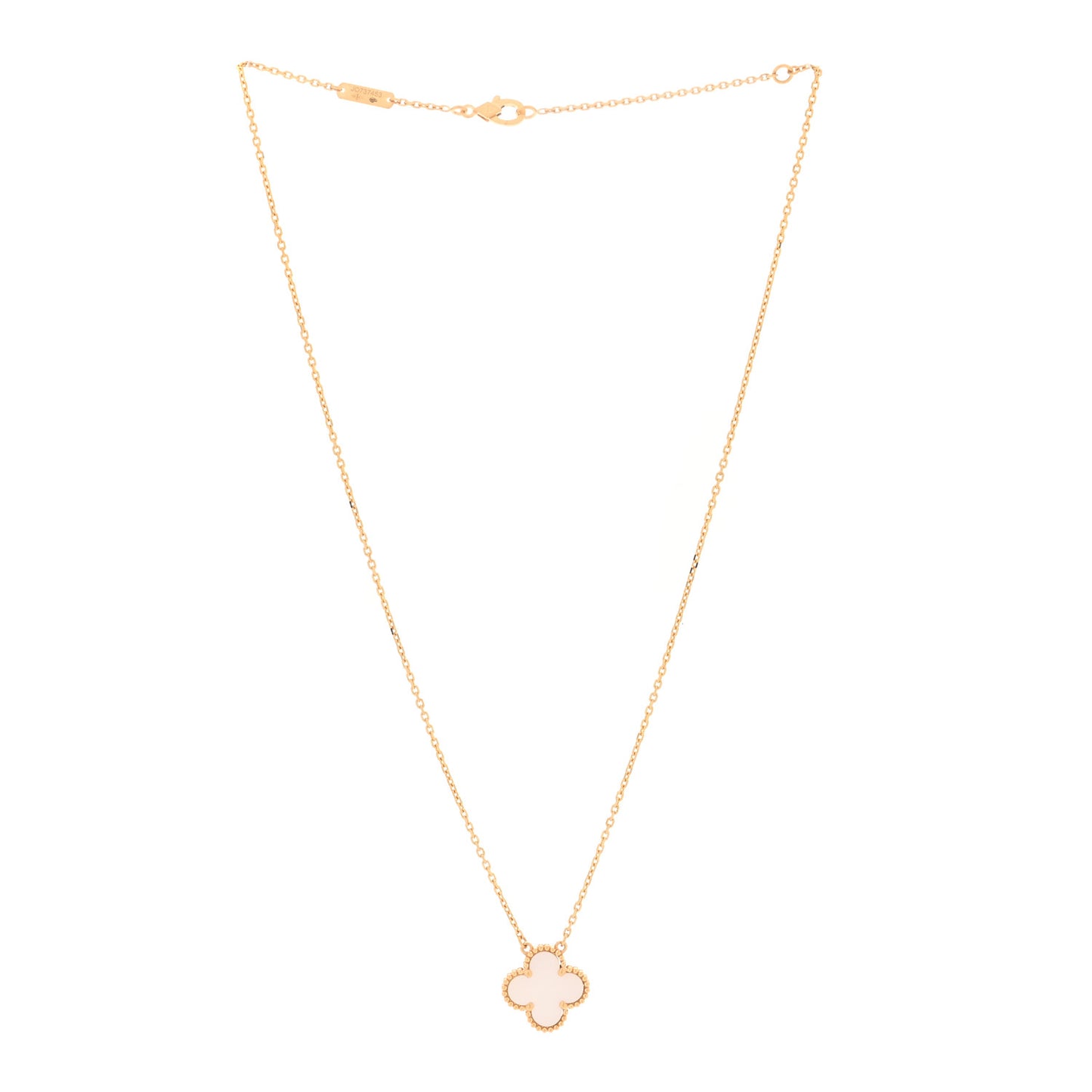 18K Yellow Gold Mother of Pearl Vintage Alhambra Pendant Necklace