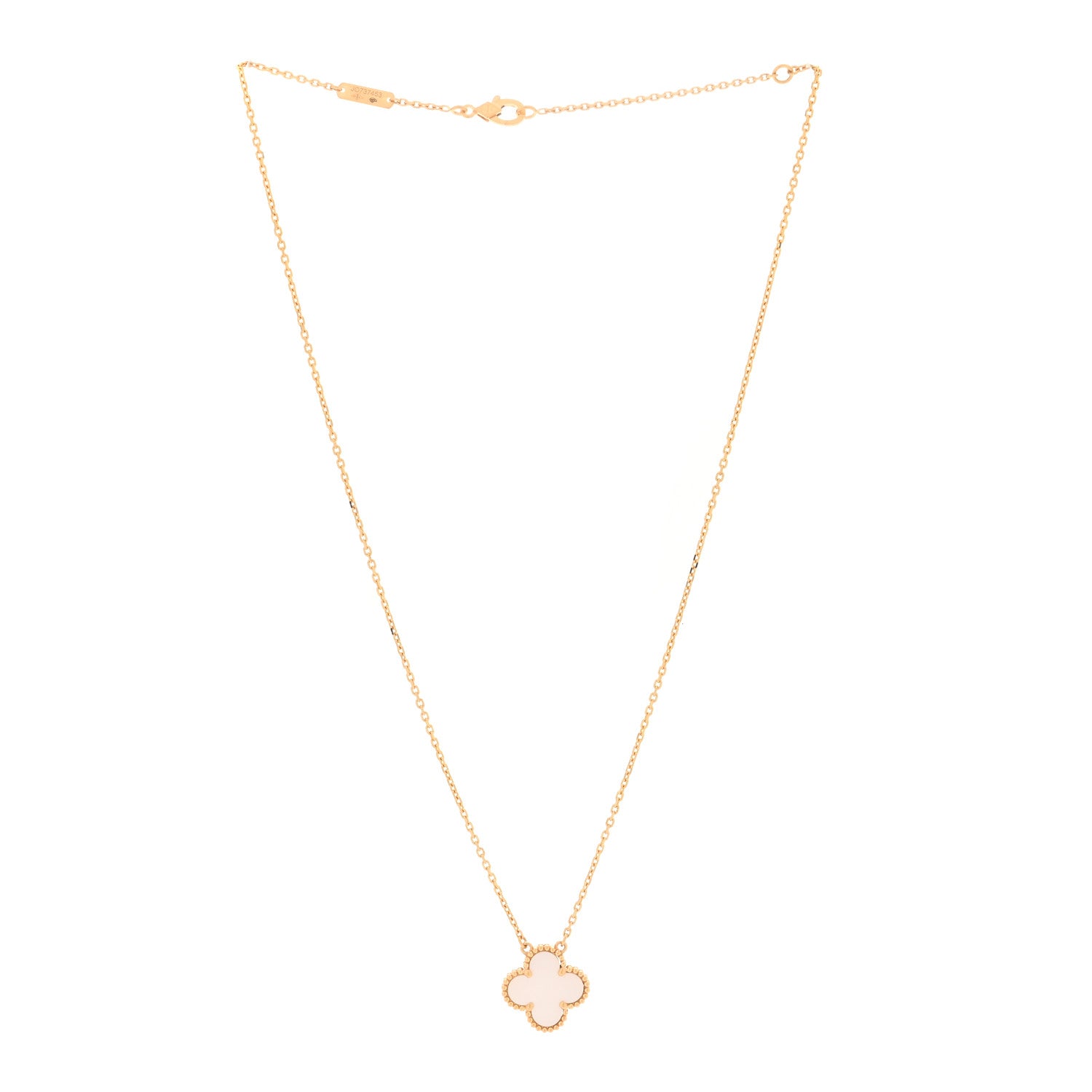 Van Cleef & Arpels 18K Yellow Gold Mother of Pearl Vintage Alhambra Pendant Necklace 3 of 6