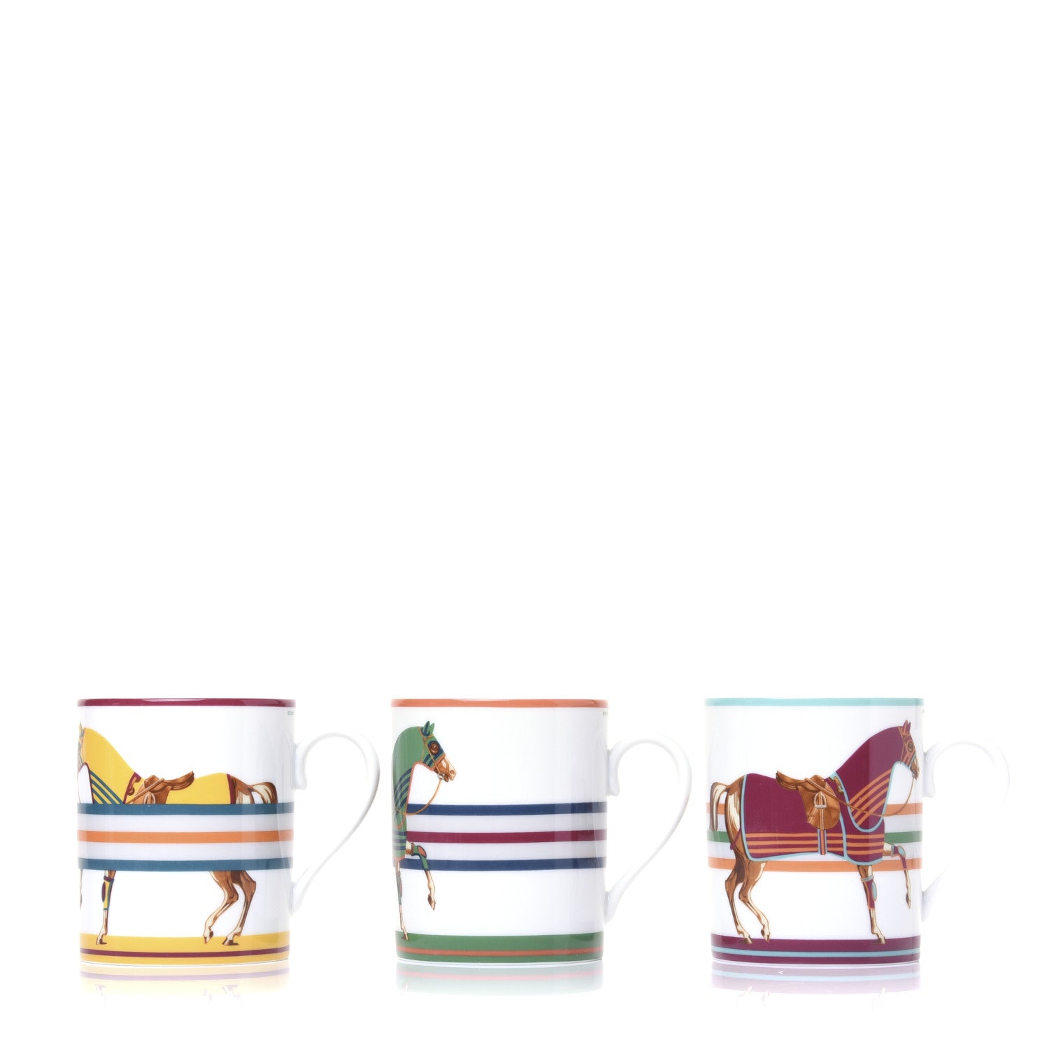 Hermes Porcelain Cheval A La Couverture Mug Set of 3 1 of 14