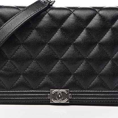 Chanel Caviar Quilted Boy Wallet On Chain WOC Black 11 of 11