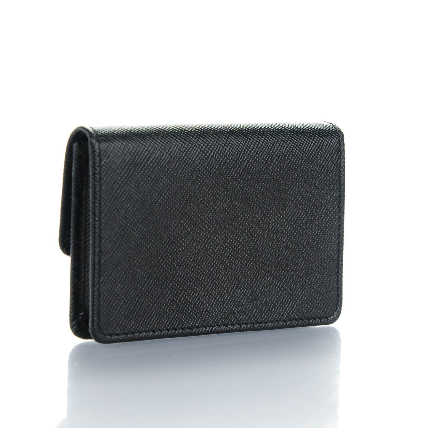 Saffiano Metal Flap Card Holder Black