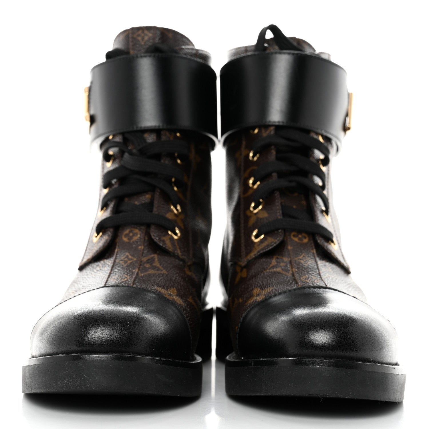 Louis Vuitton Calfskin Monogram Wonderland Flat Ranger Boots 40 Black 2 of 10