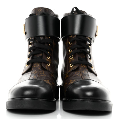 Louis Vuitton Calfskin Monogram Wonderland Flat Ranger Boots 40 Black 2 of 10