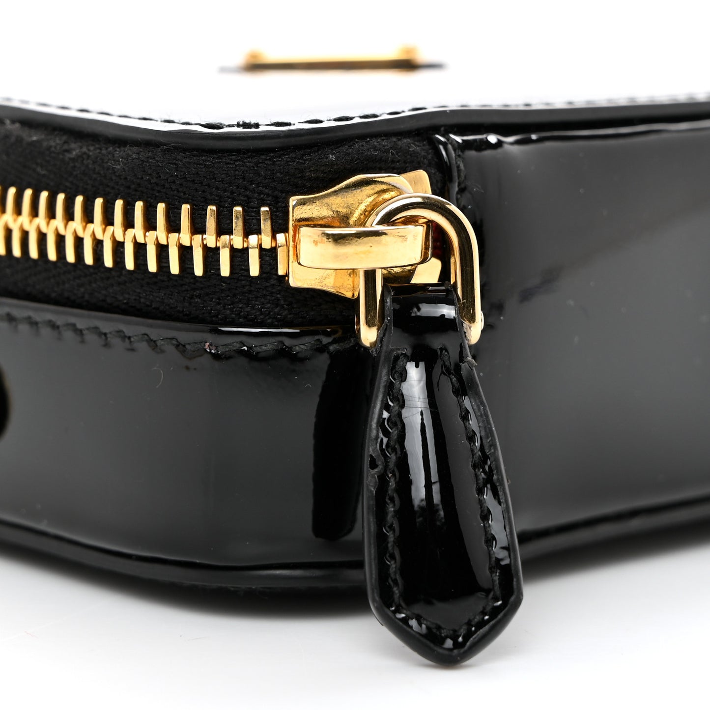 Vernice Metal Triangle Logo Mini Pouch with Handle Black