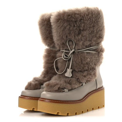 Hermes Shearling Calfskin Latitude 30 Ankle Boots 38 Beige Galet 4 of 11