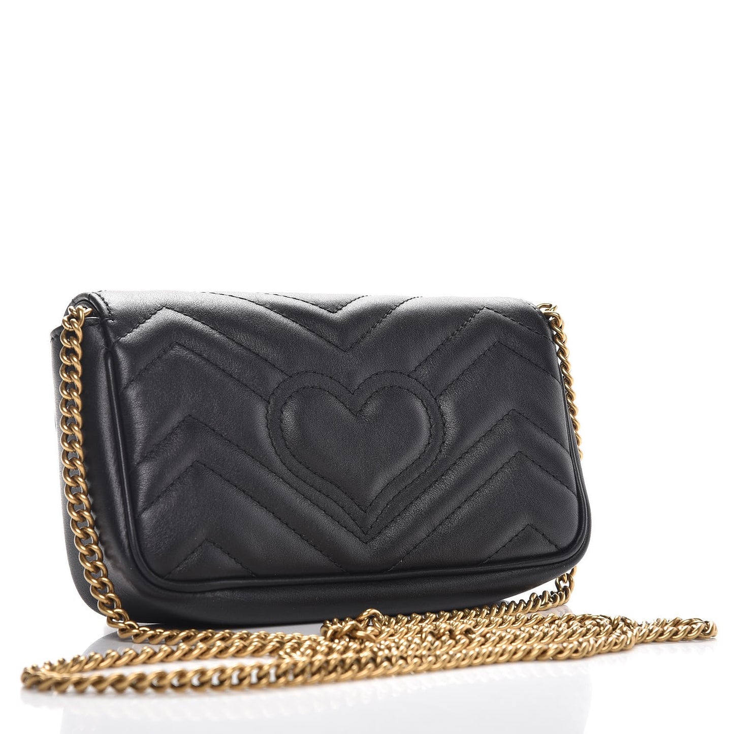 Calfskin Matelasse Super Mini GG Marmont Shoulder Bag Black