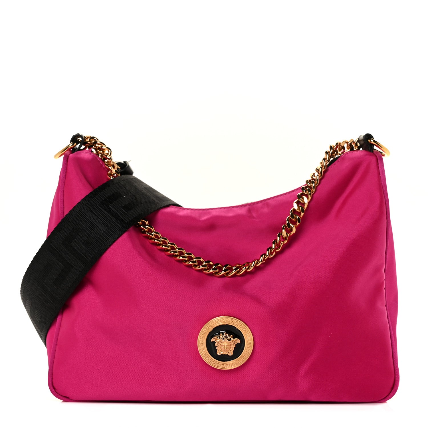 Versace Nylon Tribute Chain Crossbody Shoulder Bag Flamingo Black 1 of 8