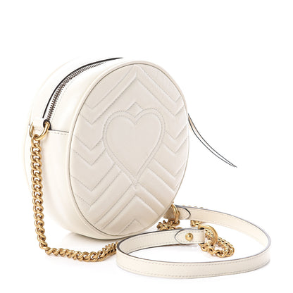 Gucci Calfskin Matelasse Mini GG Marmont Round Shoulder Bag White 2 of 7