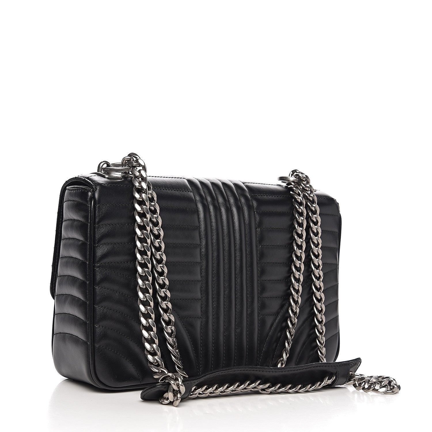 Prada Soft Calfskin Impunture Diagramme Medium Chain Flap Shoulder Bag Black 2 of 8