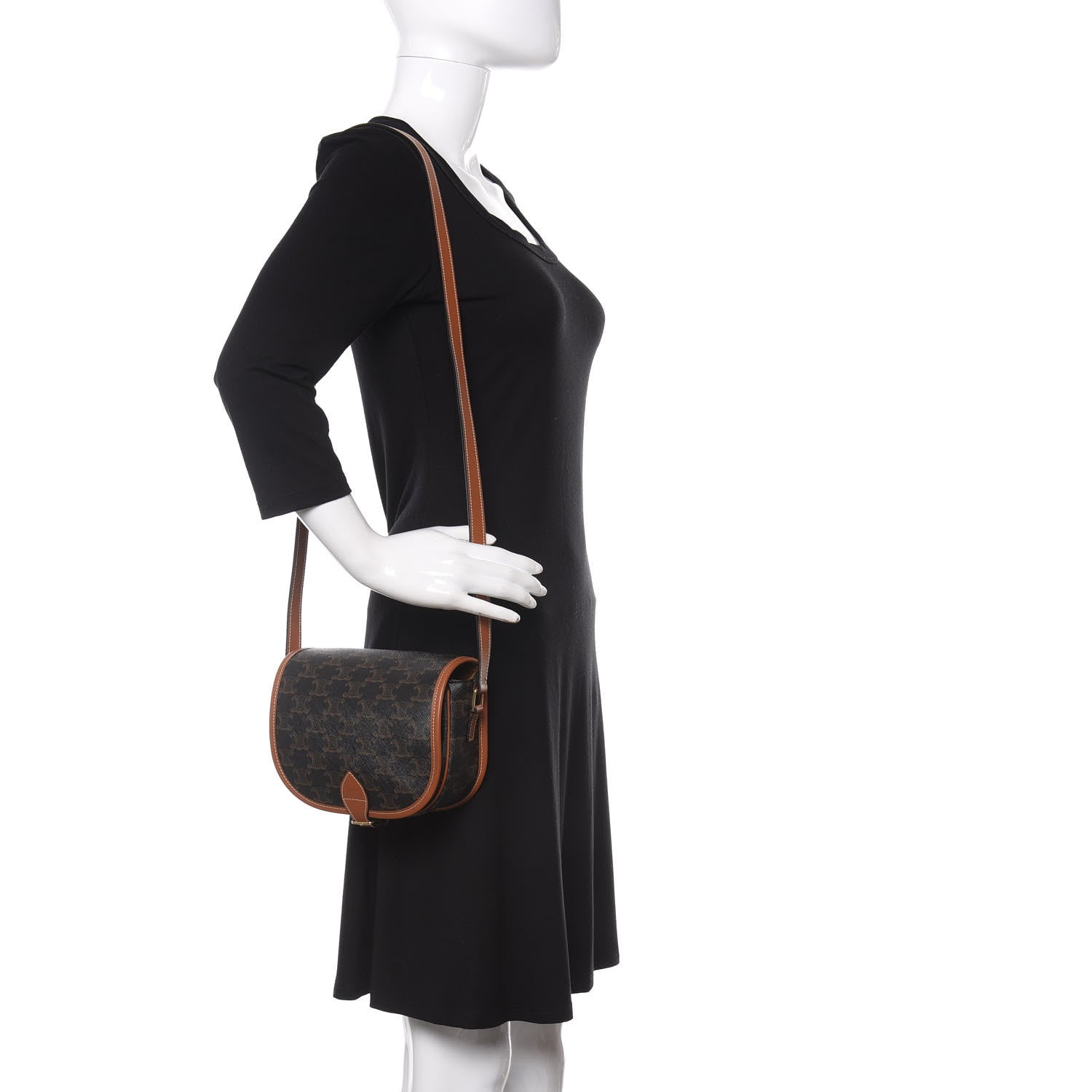 Celine Triomphe Canvas Medium Folco Bag Tan 2 of 9