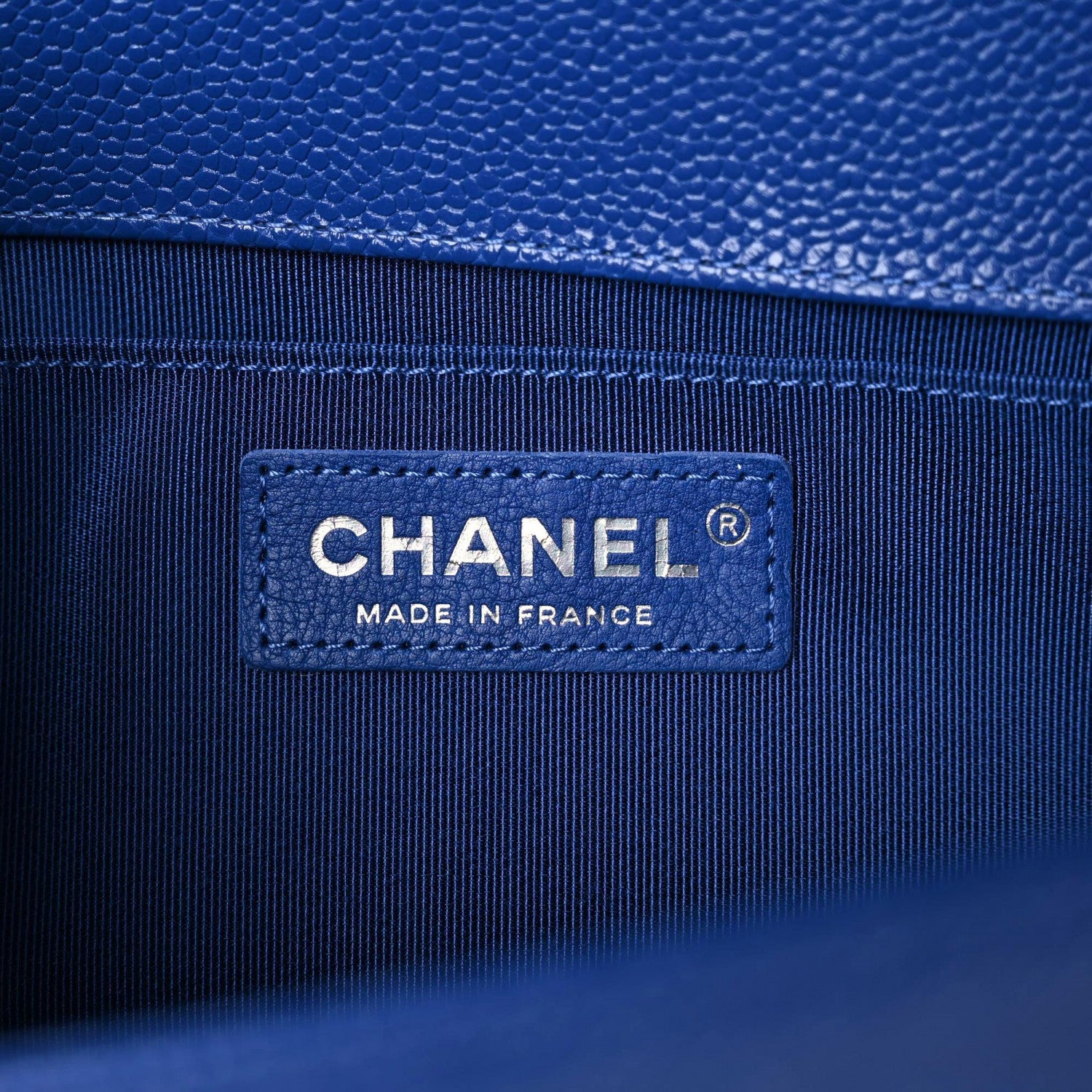 Chanel Caviar Chevron Quilted Medium Boy Flap Dark Blue 6 of 9