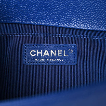 Chanel Caviar Chevron Quilted Medium Boy Flap Dark Blue 6 of 9