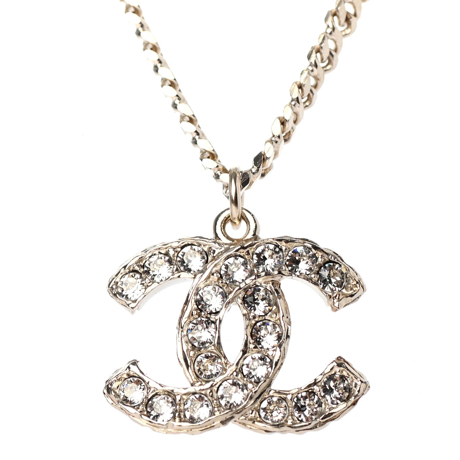 Chanel Crystal CC Pendant Necklace Gold 3 of 4