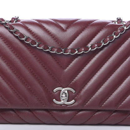 Chanel Lambskin Chevron Quilted Medium Surpique Flap Dark Red 10 of 10
