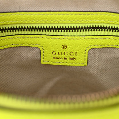 Gucci GG Supreme Monogram Textured Dollar Calfskin Web Ophidia Wristlet Shoulder Bag Beige Ebony Fluo Yellow 7 of 11
