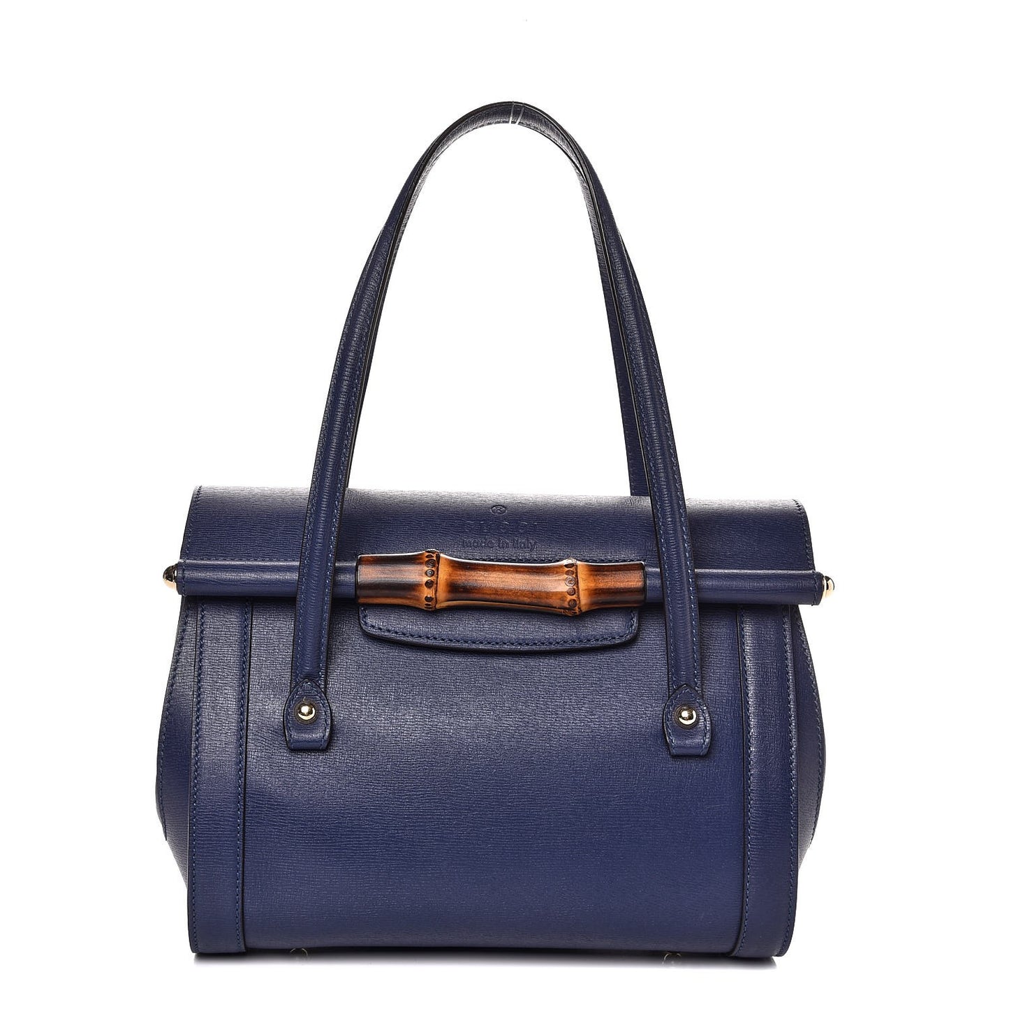 Calfskin Bamboo Bullet Top Handle Bag Uniform Blue