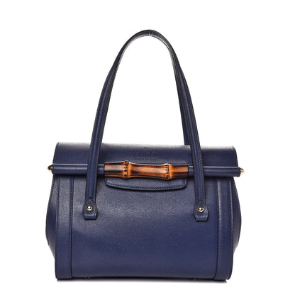 Gucci Calfskin Bamboo Bullet Top Handle Bag Uniform Blue 1 of 7