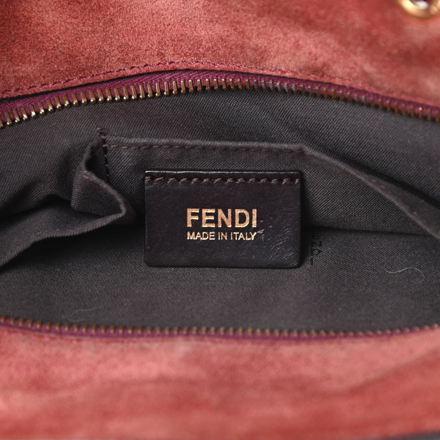 Fendi Pequin Vitello Small Shoulder Tote Tobacco Amarena 6 of 17