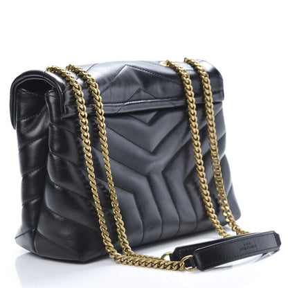 Saint Laurent Calfskin Y Quilted Monogram Small Loulou Chain Satchel Black 2 of 12