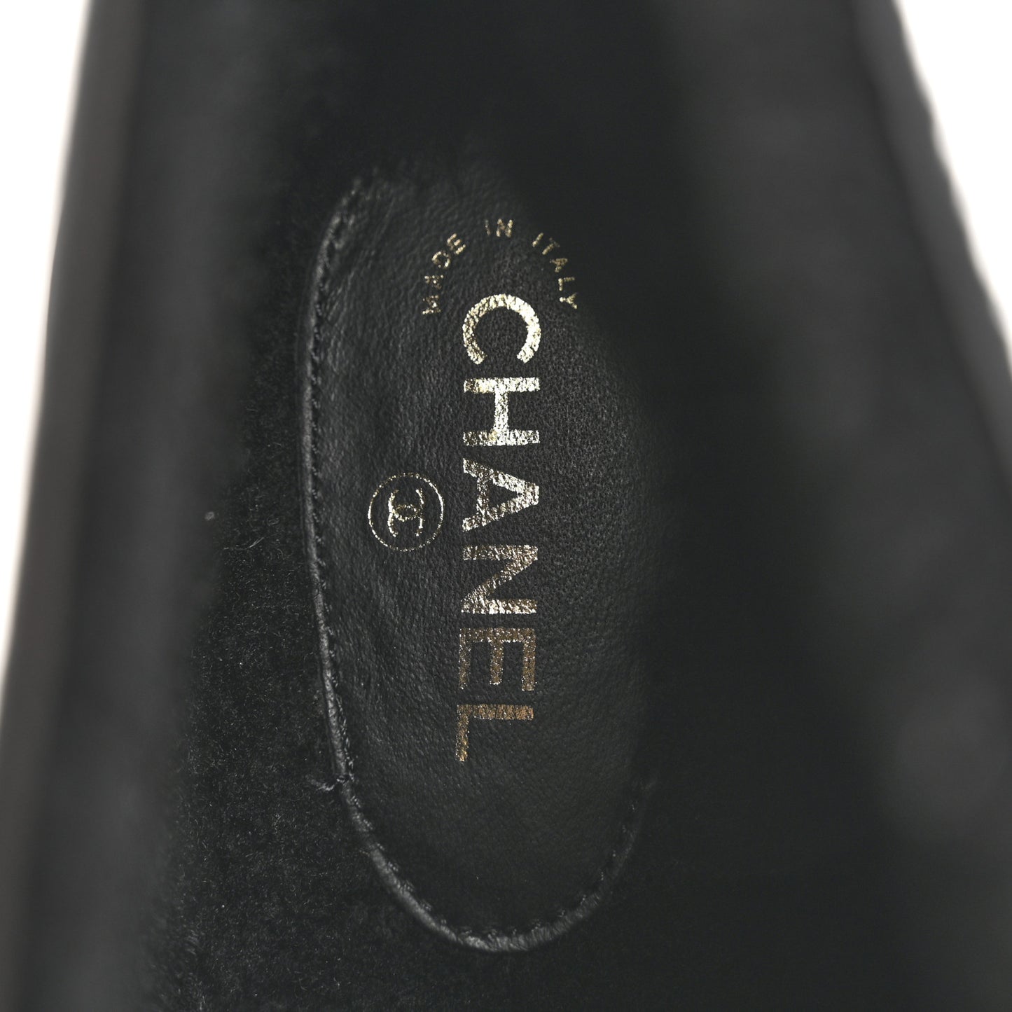 Lambskin Shearling Canvas CC Lace Up Boots 38.5 Black Gold