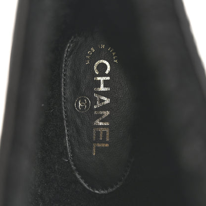 Chanel Lambskin Shearling Canvas CC Lace Up Boots 38.5 Black Gold 7 of 10