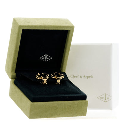 Van Cleef & Arpels 18K Yellow Gold Black Onyx Vintage Alhambra Earrings 5 of 5