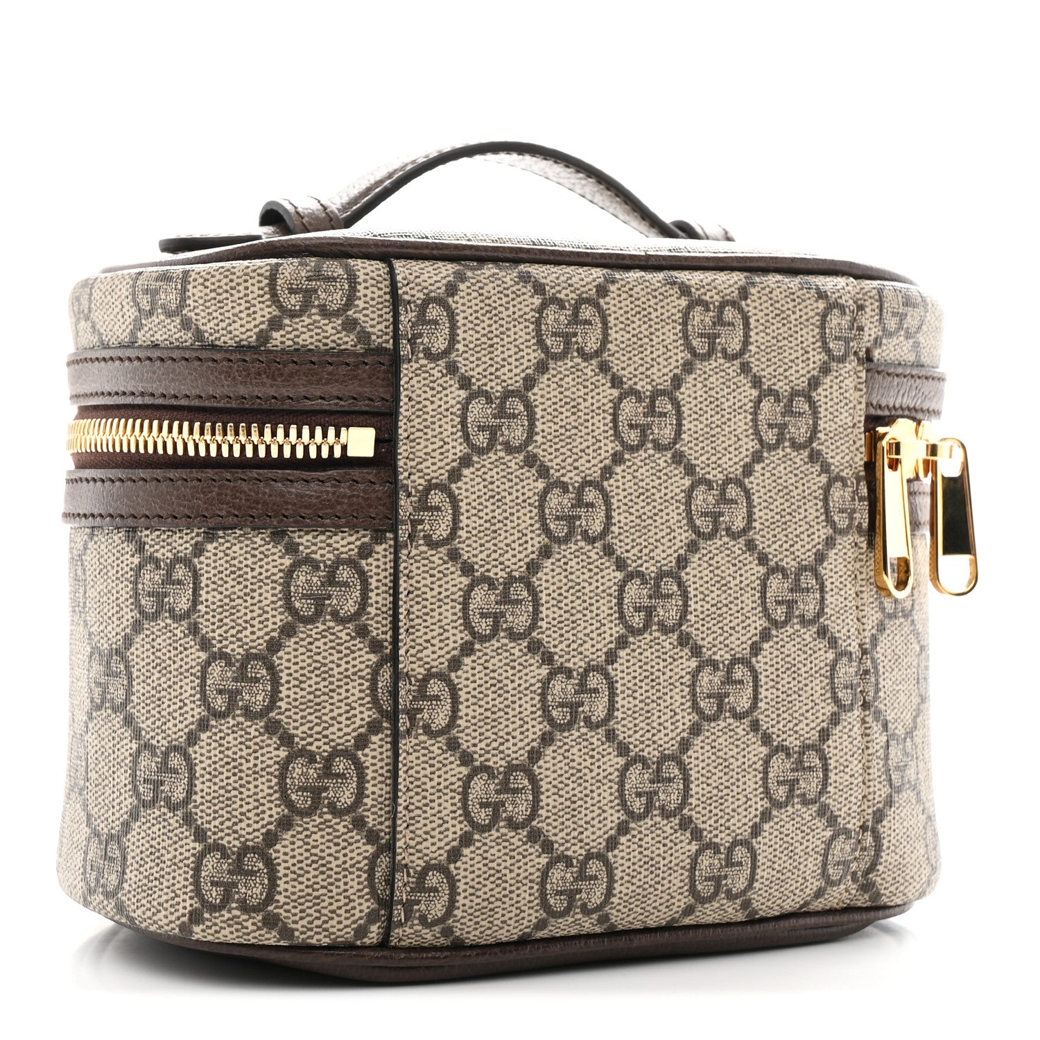 Gucci GG Supreme Monogram Textured Calfskin Web Ophidia Vanity Cosmetic Case Beige Ebony New Acero 3 of 7