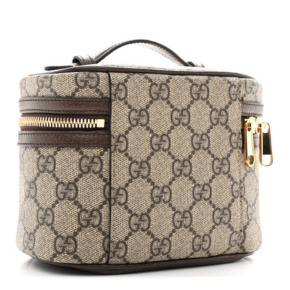 Gucci GG Supreme Monogram Textured Calfskin Web Ophidia Vanity Cosmetic Case Beige Ebony New Acero 3 of 7