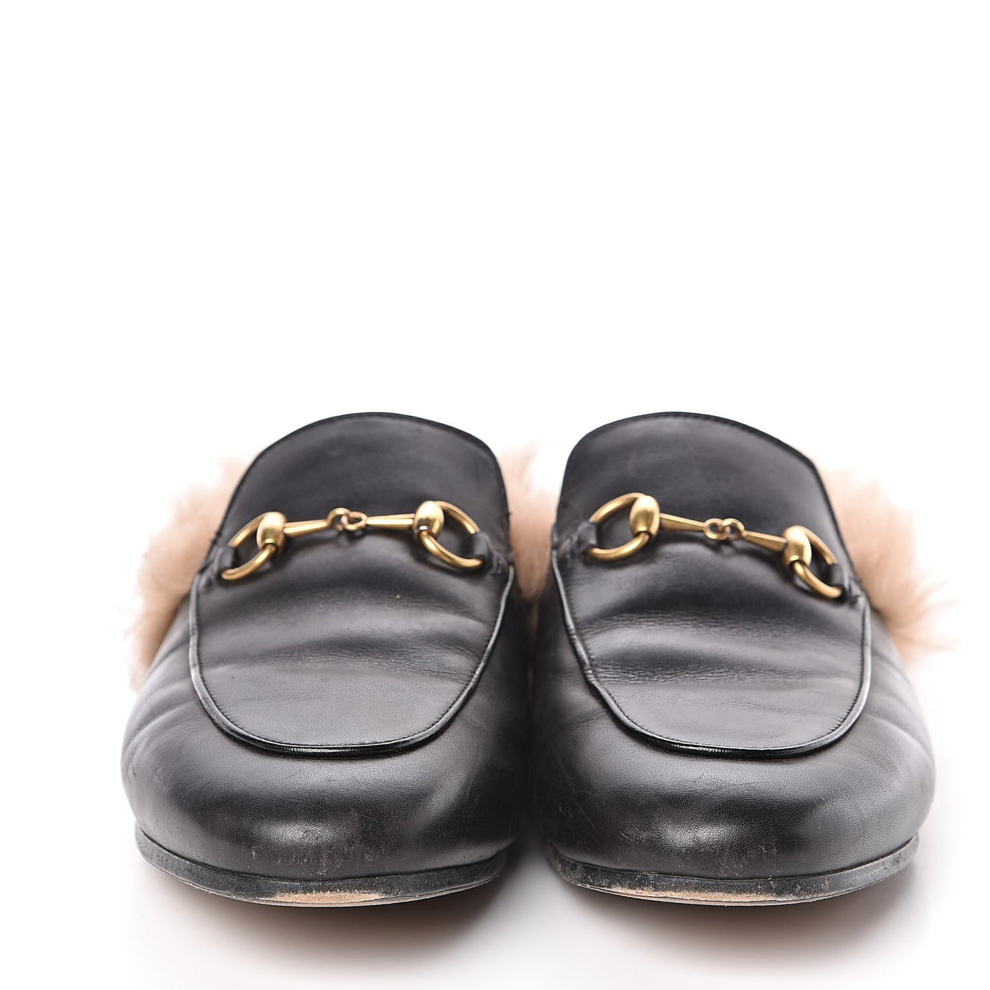 Calfskin Fur Womens Princetown Slippers 37.5 Black