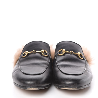 Gucci Calfskin Fur Womens Princetown Slippers 37.5 Black 2 of 10