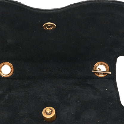 Gucci Calfskin Matelasse Animal Studs GG Marmont Chain Sunglasses Case Black 5 of 7