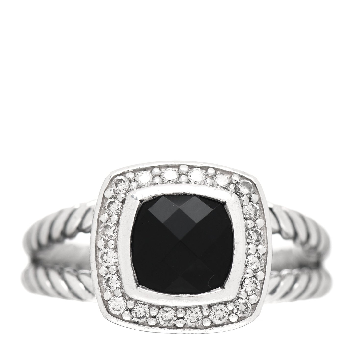 Sterling Silver Diamond Black Onyx 7mm Petite Albion Ring 53 6.25