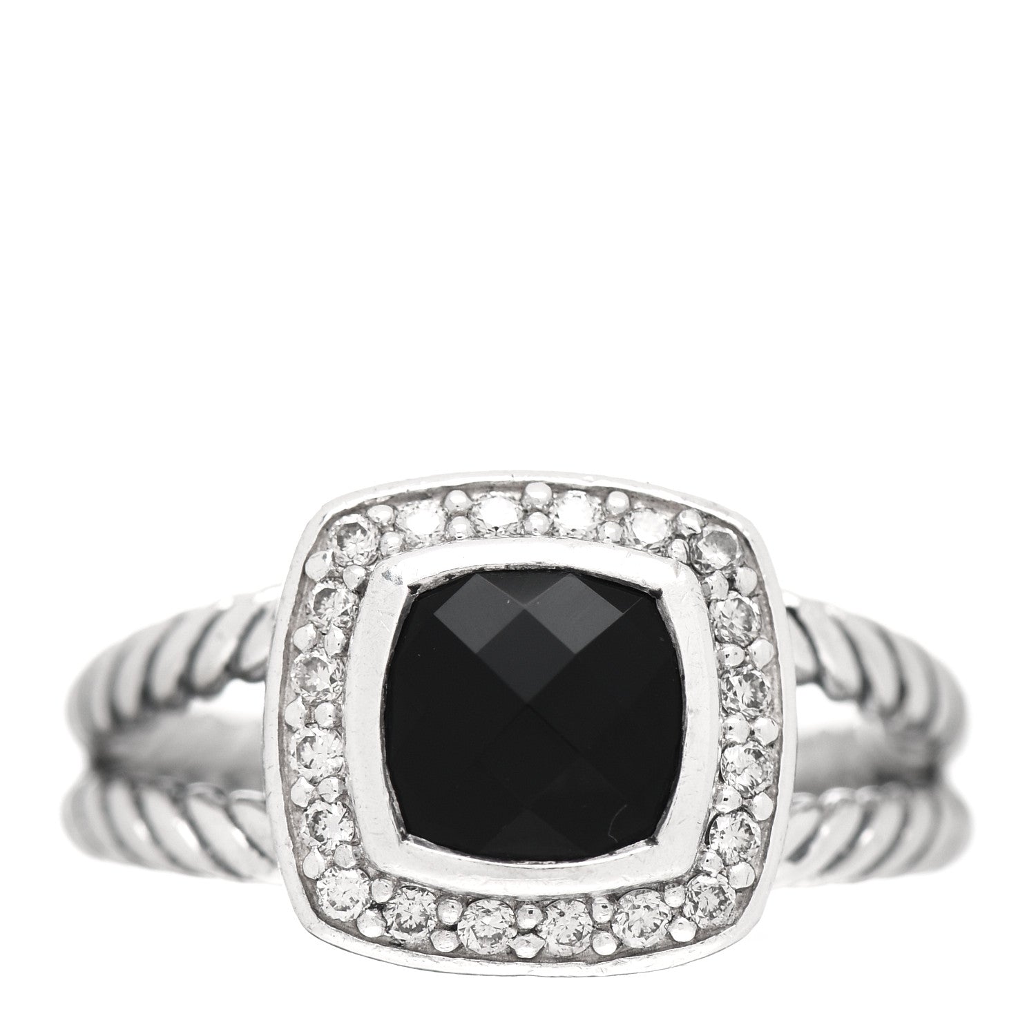 David Yurman Sterling Silver Diamond Black Onyx 7mm Petite Albion Ring 53 6.25 1 of 5
