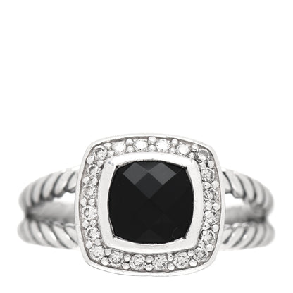 David Yurman Sterling Silver Diamond Black Onyx 7mm Petite Albion Ring 53 6.25 1 of 5
