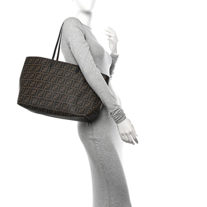 Fendi Zucca Spalmati Medium Roll Tote Tobacco Pavone 2 of 10