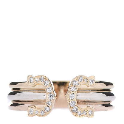 Cartier 18K Pink Yellow White Gold Diamond C De Ring 54 7 1 of 4