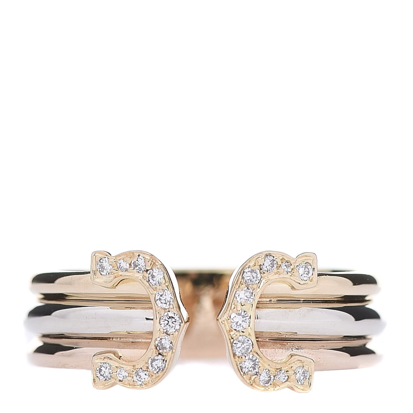 18K Pink Yellow White Gold Diamond C De Cartier Ring 54 7