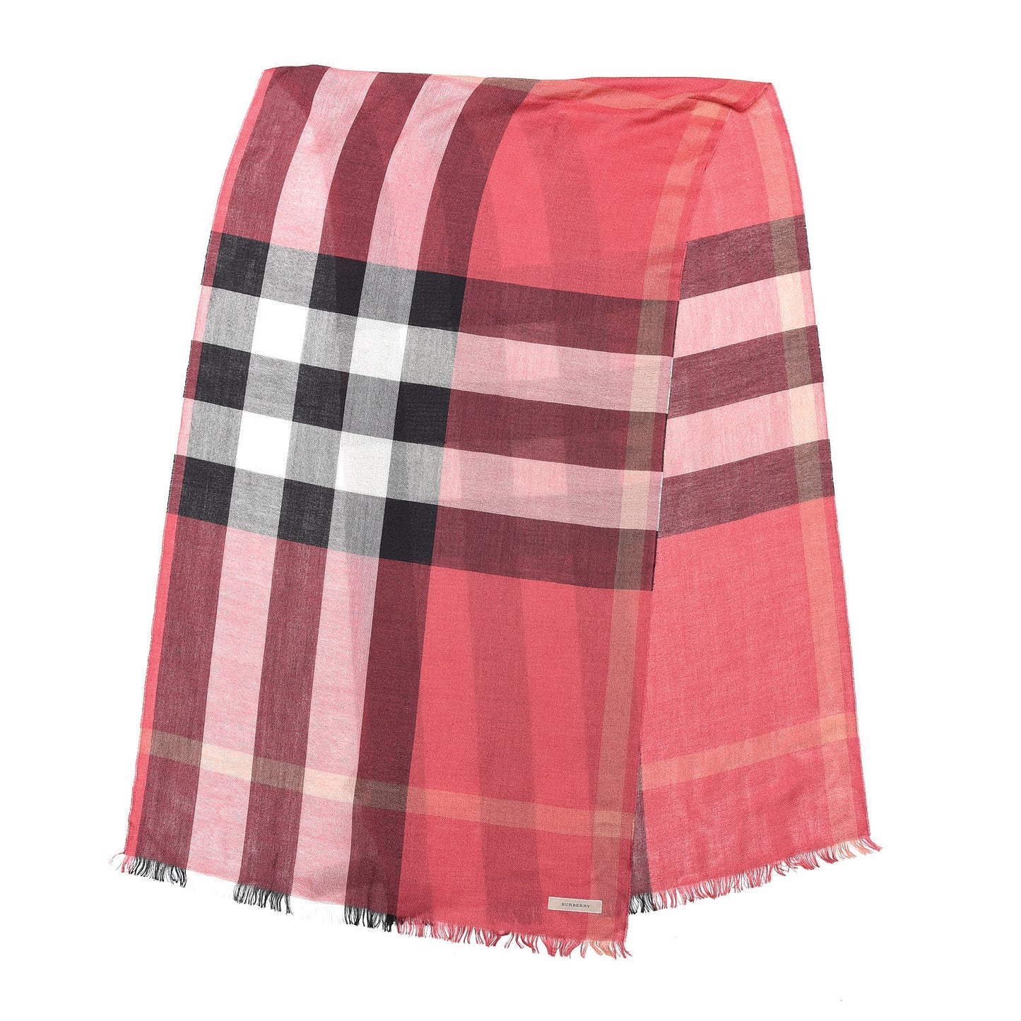 Silk Cashmere Giant Check Scarf Bright Rose